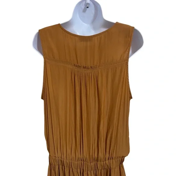 Ramy Brook New York Cara Mini Silky Satin Ruffle Lace Light Cognac‎ Brown Large - Picture 10 of 11